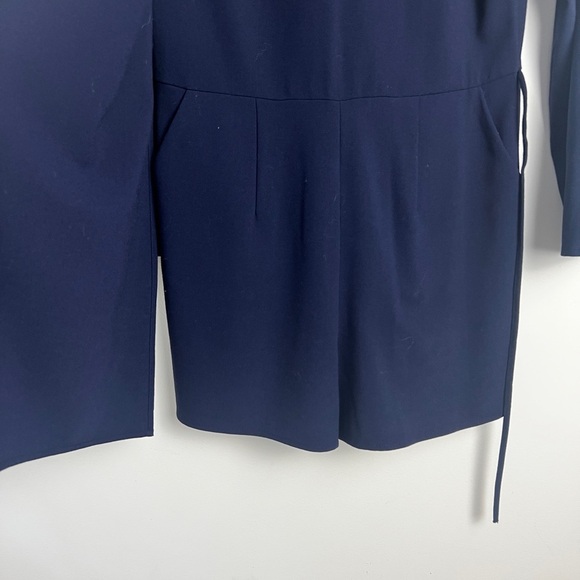 1. State Navy Blue Long Sleeve Wrap Front Pockets Classic Chic Romper Size M - Picture 6 of 11